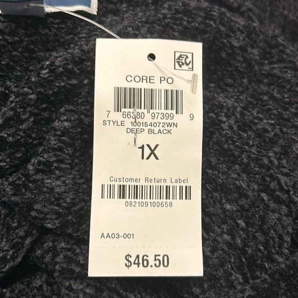 Karen Scott deep black long sleeve V neckline sweater Size 1X New - Picture 8 of 10